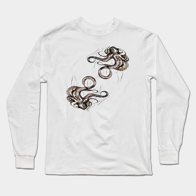 2 octopus with tentacles Long Sleeve T-Shirt by Art by Taya 
